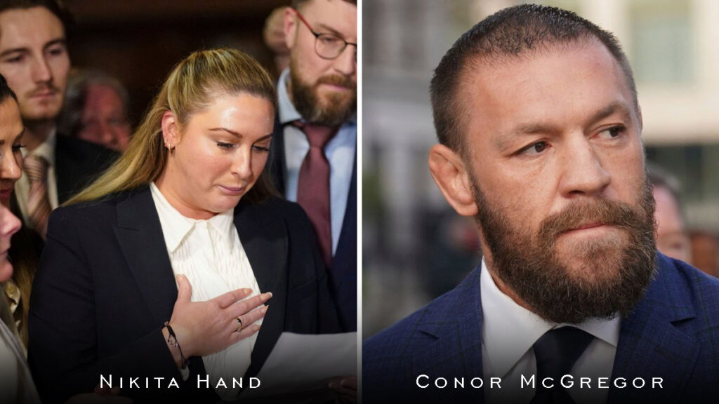 Nikita Hand outside court after Conor McGregor loses his appeal.