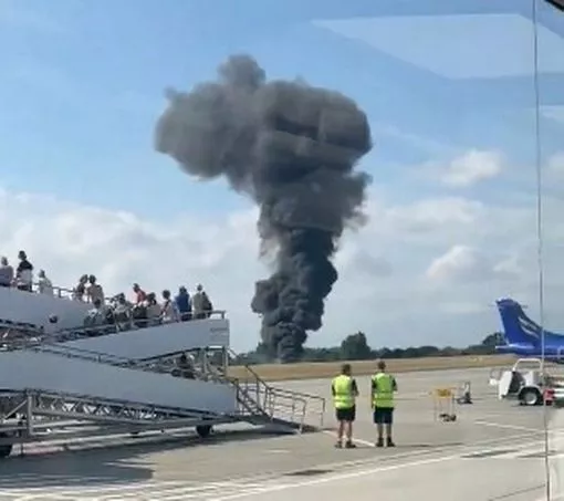 Emergency services responding to small plane crash and fireball at Southend Airport