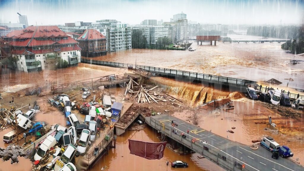 Flooded streets in Tarazona during Spain weather emergency July 2025