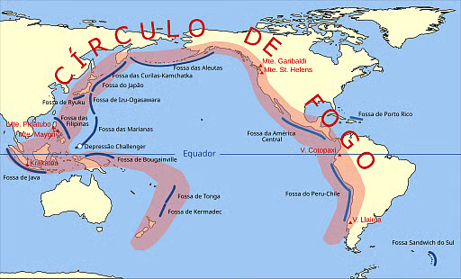 Map showing Kamchatka's position within the Pacific Ring of Fire.